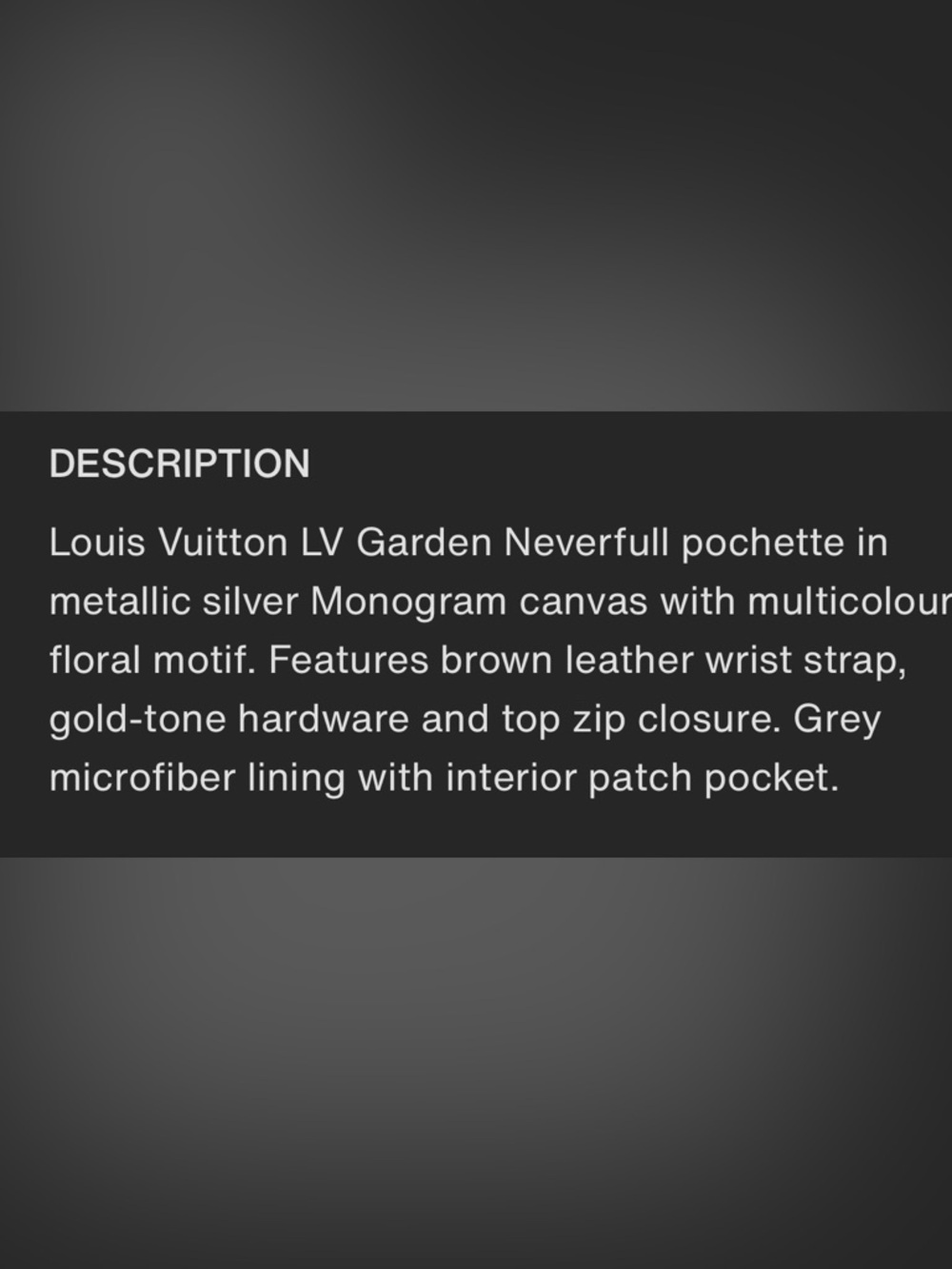 Louis Vuitton Neverfull Garden Pouchette in Metallic Silver - Picture 12 of 14